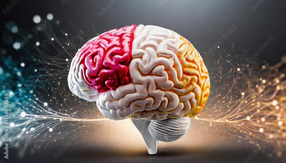 Poster vibrant human brain overflowing with creativity a colorful representation of imagination, innovation