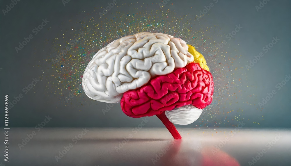 Poster a vibrant representation of the human brain overflowing with creativity a kaleidoscope of colors and
