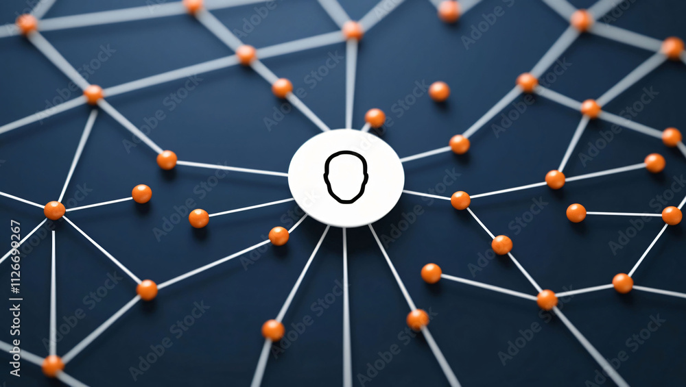 Poster this artwork showcases an intricate network system featuring numerous nodes linked by lines, with a 