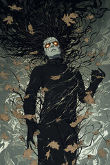 Fototapeta premium Shadowy Figures Emerging from Swirling Dust and Debris – Dark and Mysterious Fantasy Art