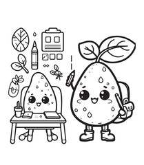 Coloring page education potato learning act