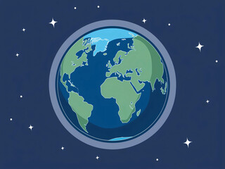 Fototapeta premium Earth Viewed From Space With Continents Highlighted Against a Starry Background in a Digital Illustration