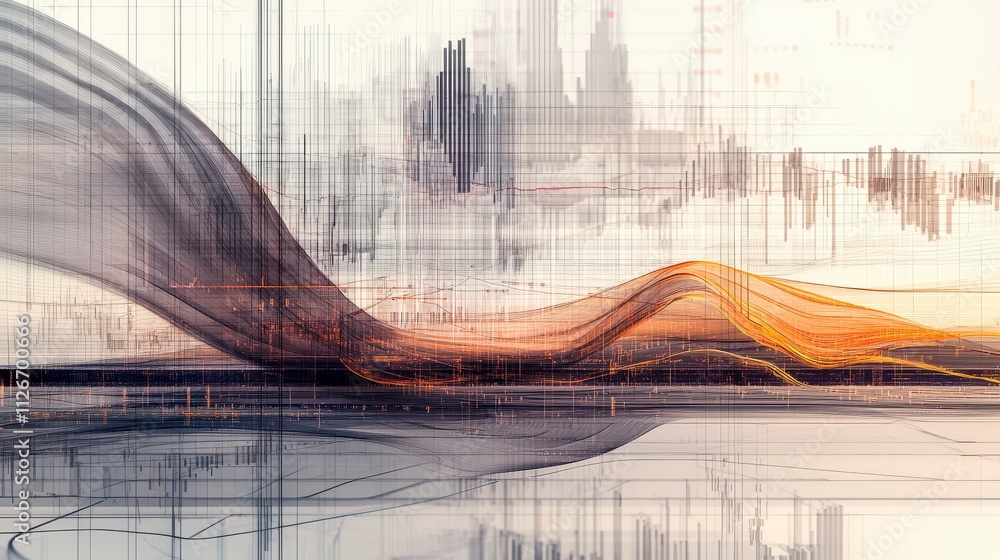 Poster Visualizing economic trends abstract art insights into recession scenarios and digital analysis of economic environments