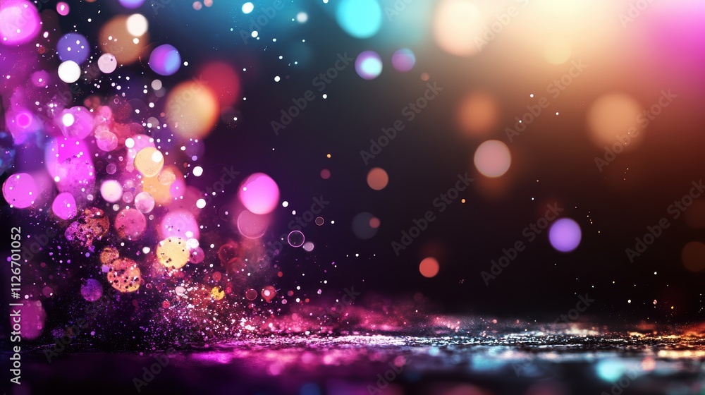 Aufkleber colorful sparkling bokeh effects abstract background digital art vibrant environment close-up view c