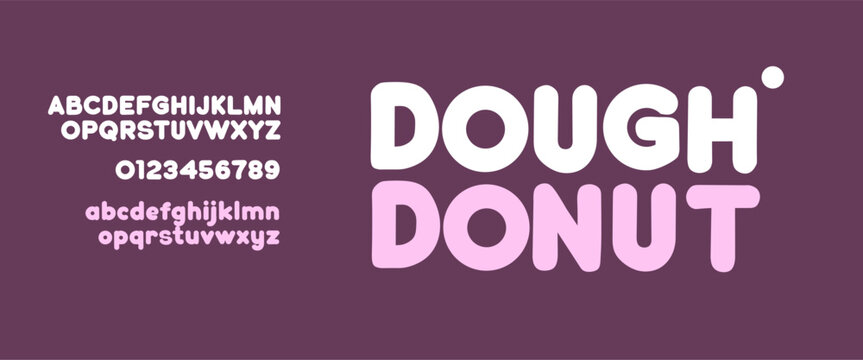 Donat logo. Donat. Design. Abjad. Abc. Alphabet. Bold. Lettering. Donut. Donut font. Donut logo. Vector illustration 