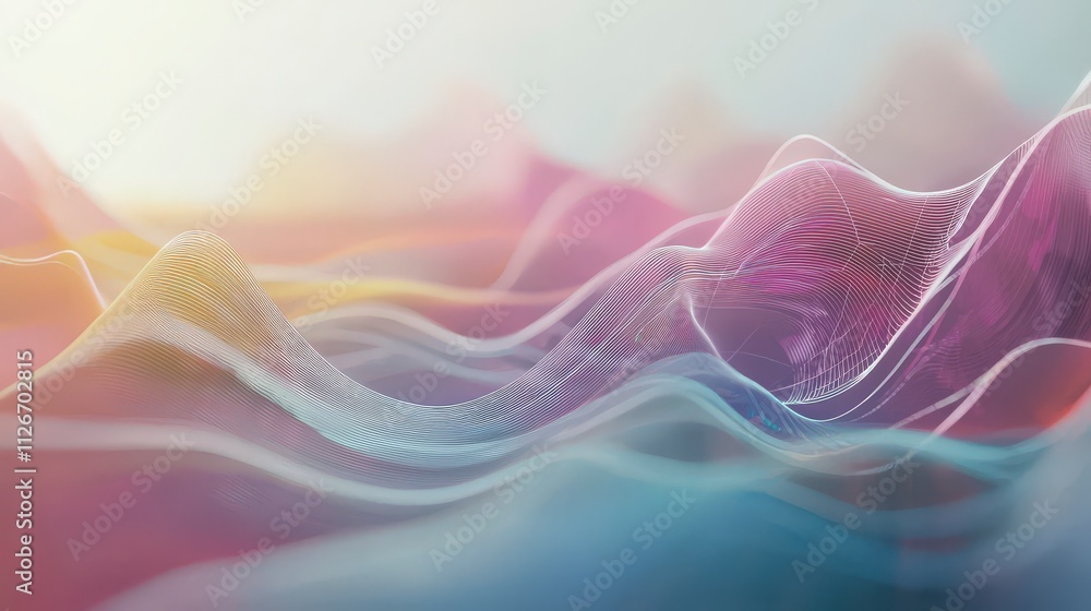 Aufkleber dynamic investment fluctuation visualization in abstract curves digital space graphic representation