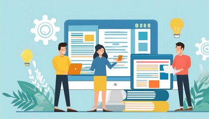 Fototapeta premium Dynamic Collaboration Among Content Creators A Vibrant Workspace at Work Together Inspiring Creativity and Innovation in the Digital Age