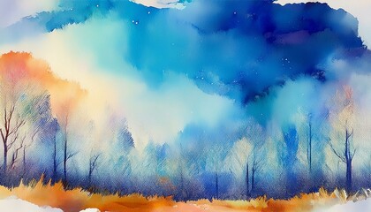 Winter abstract landscape painting