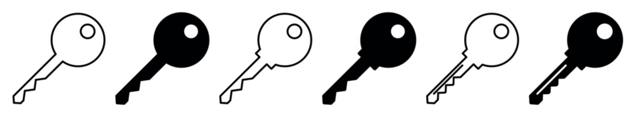 Key icon set. Access key line art icon for apps and website. key lock icon , access account login password icons - house key icon security symbol. vector interface app icons.