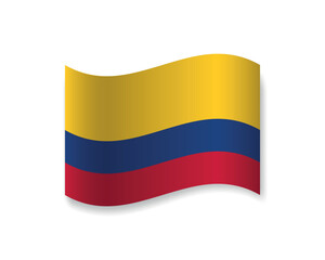 Flag of Colombia icon. Wavy vector element with shadow underneath. Best for mobile apps, UI and web design.
