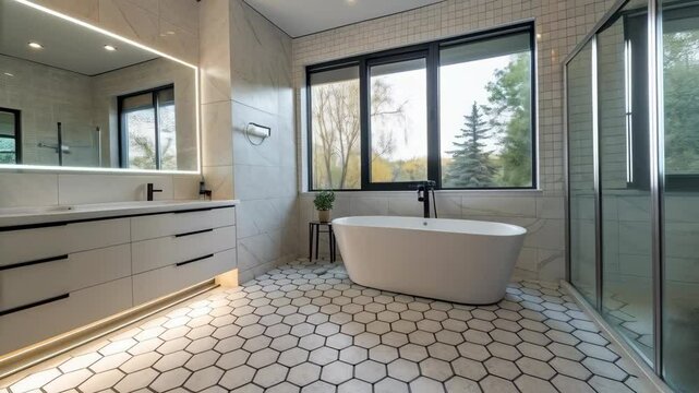 Modern Elegant Bathroom with Bright Natural Light and Stylish D&eacute;cor