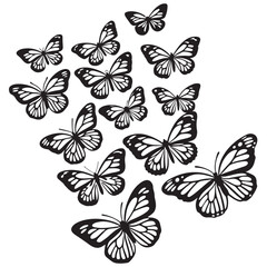 Monarch butterflies set. Monarch Butterfly Silhouettes collection