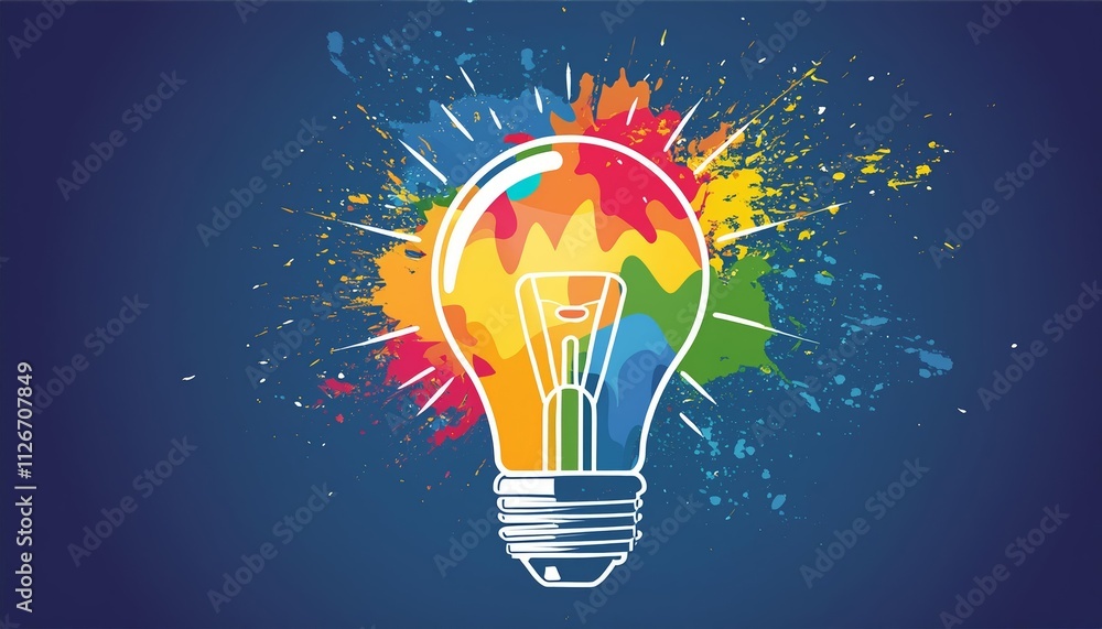 Poster creative explosion a light bulb bursting with vibrant colors a dynamic representation of innovative 