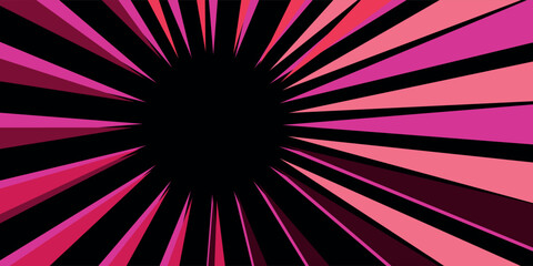 Radial speed lines background for comic books. Color rays of explosion. Speed motion in hyperspace tunnel.