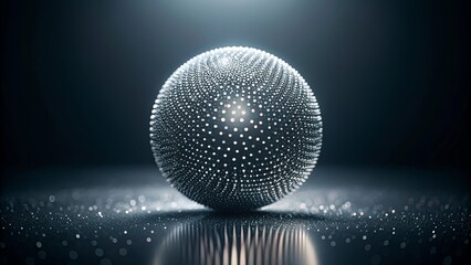 Fototapeta premium Abstract metallic sphere with illuminated dots on dark background