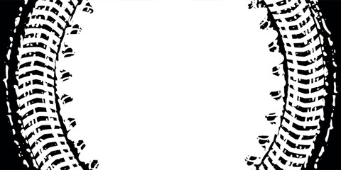Tire tracks background for rally, drift, motocross, off-road and other auto and motorsport. Black tire marks on a white background with a worn effect and splashes of dirt