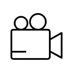movie camera icon, music vector icon, entertainment vector icon - black outline icon of movie camera symbolizing music, entertainment, and musical in simple design.