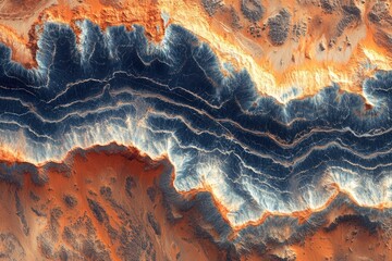 Obraz premium Aerial view of colorful rock formations showing natural abstract patterns