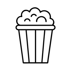 popcorn icon, music vector icon, entertainment vector icon - black outline icon of popcorn symbolizing music, entertainment, and musical in simple design.