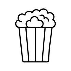 popcorn icon, music vector icon, entertainment vector icon - black outline icon of popcorn symbolizing music, entertainment, and musical in simple design.