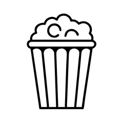 popcorn icon, music vector icon, entertainment vector icon - black outline icon of popcorn symbolizing music, entertainment, and musical in simple design.