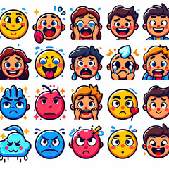 Fototapeta premium set of cartoon faces