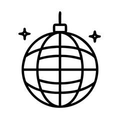 disco ball icon, music vector icon, entertainment vector icon - black outline icon of disco ball symbolizing music, entertainment, and musical in simple design.