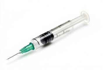 Fototapeta premium Medical syringe with needle ready for use in healthcare facility focused on injection preparation amid sterile environment emphasizing safety and precision in medicine