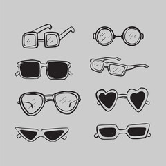 Set Of Sun glasses hand drawn illustration