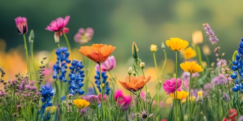 Obraz premium Vibrant natural flowers blooming in serene countryside settings, showcasing the beauty of natural flowers in their native habitat and the charm of rural landscapes filled with natural flowers.