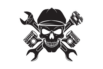 Fototapeta premium Skull of Steel The Art of Engineering vector