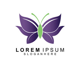modern Butterfly logo design Premium butterfly green leaf symbol vector template