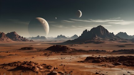 Martian landscape isolated on transparent.generative.ai 