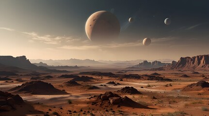 Martian landscape isolated on transparent.generative.ai 