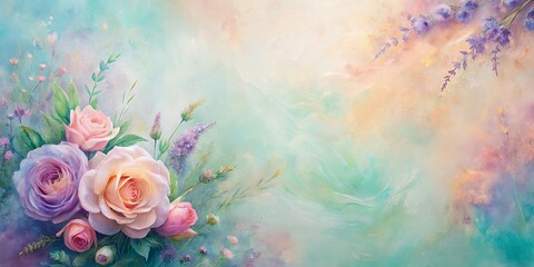 Obraz premium Pastel Roses and Wildflowers on a Dreamlike Background