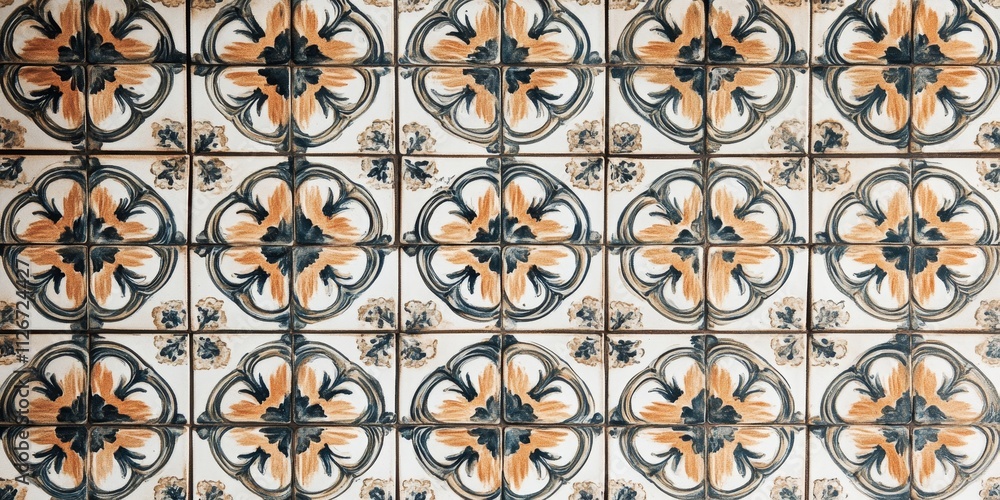Aufkleber vintage tile pattern background showcasing intricate designs, perfect for adding a touch of elegance