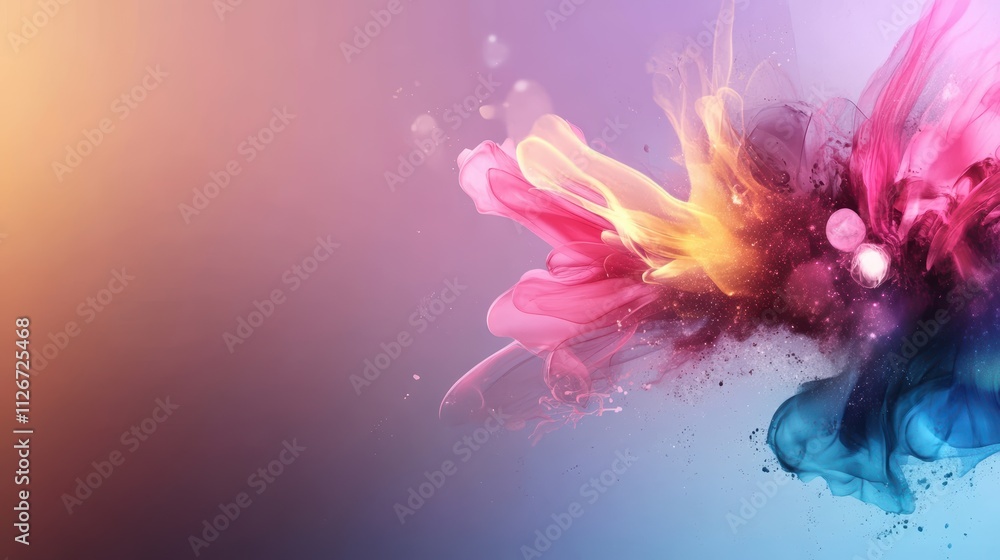 Poster dynamic abstract art explosion digital canvas colorful background creative environment artistic view