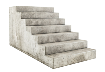 Concrete stairs with weathered surface, isolated on transparent cutout background
