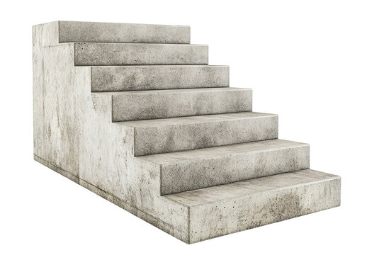 Concrete stairs with weathered surface, isolated on transparent cutout background
