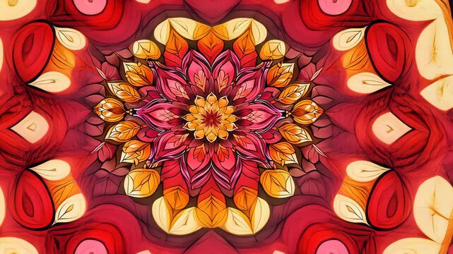 Colorful mandala pattern with abstract floral elements