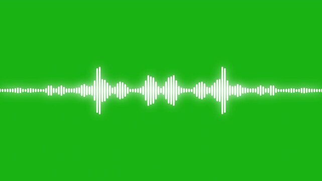 4k abstract music sound wave or audio wavefrom isolated on green screen background.Line digital minimalist voice and symbol technology.