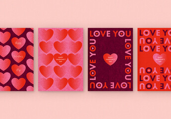 Valentine’s Day Card Layouts with Texture Overlay