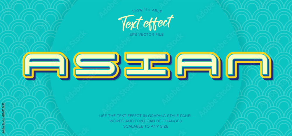 Poster editable 3d text effect. text effect in asian style. vector illustration