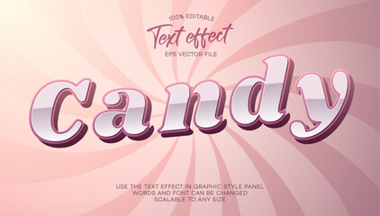 Candy editable 3d font and text effect. Text effect in cartoon style. Vector illustration