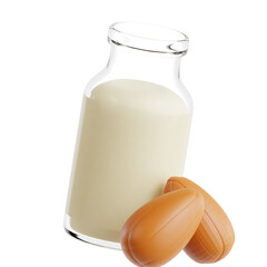 PNG 3D almond milk illustration isolated on a white background