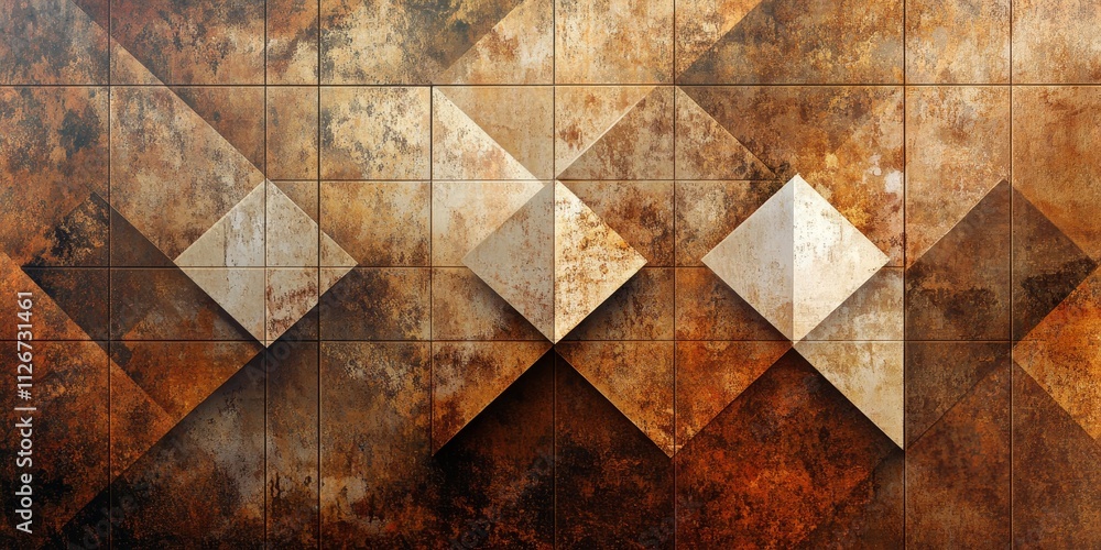 Poster abstract brown cubic patterned background featuring geometric designs that create a visually engagin