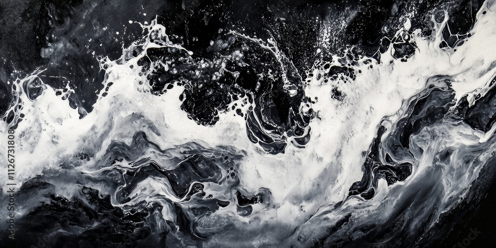 Poster black and white abstract art background featuring an intriguing acrylic painting that showcases uniq