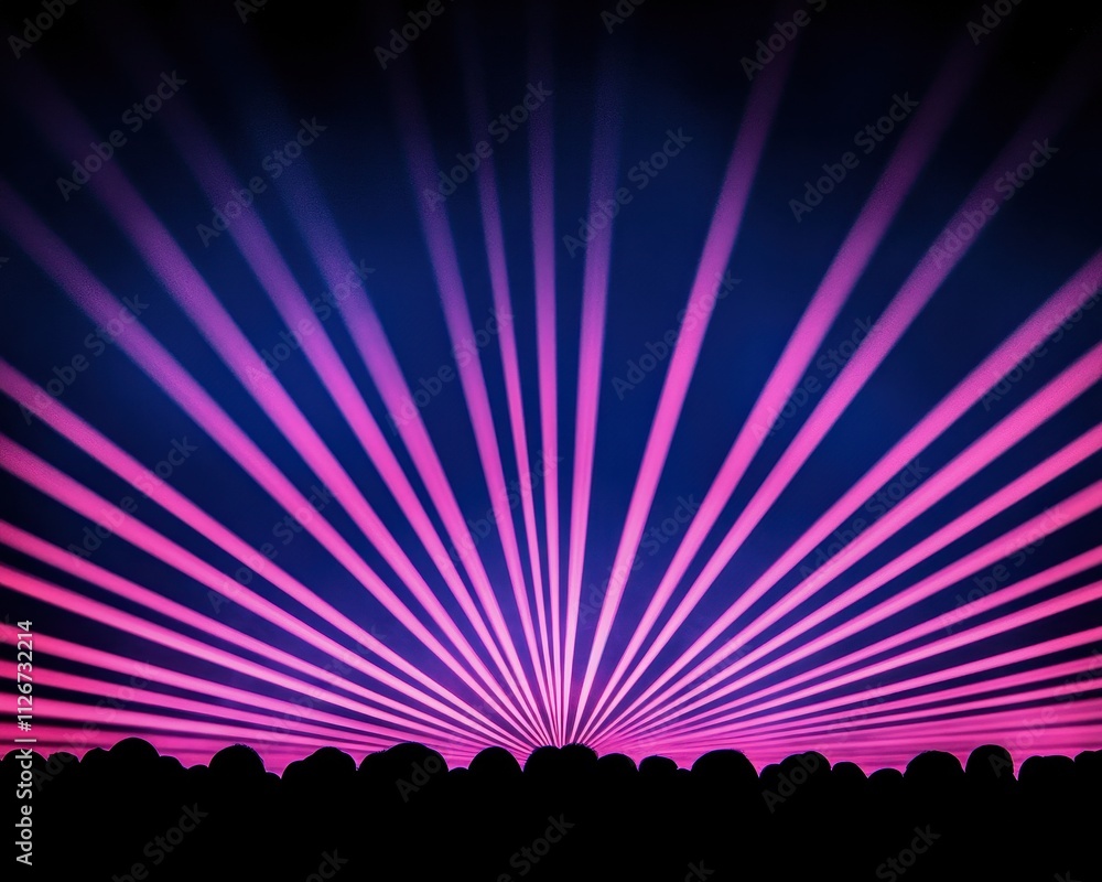 Poster a vibrant display of pink rays radiates from a central point against a dark backdrop, creating a stu