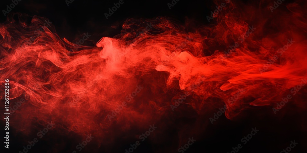 Poster dynamic red smoke swirling on a black background creates a striking visual effect. this motion of re