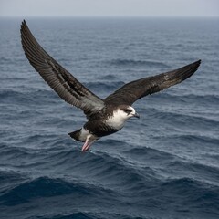 Fototapeta premium Gaviota en vuelo. Seagull flying over the sea. Beautiful seagull flying with wings spread over the Pacific. California. USA
